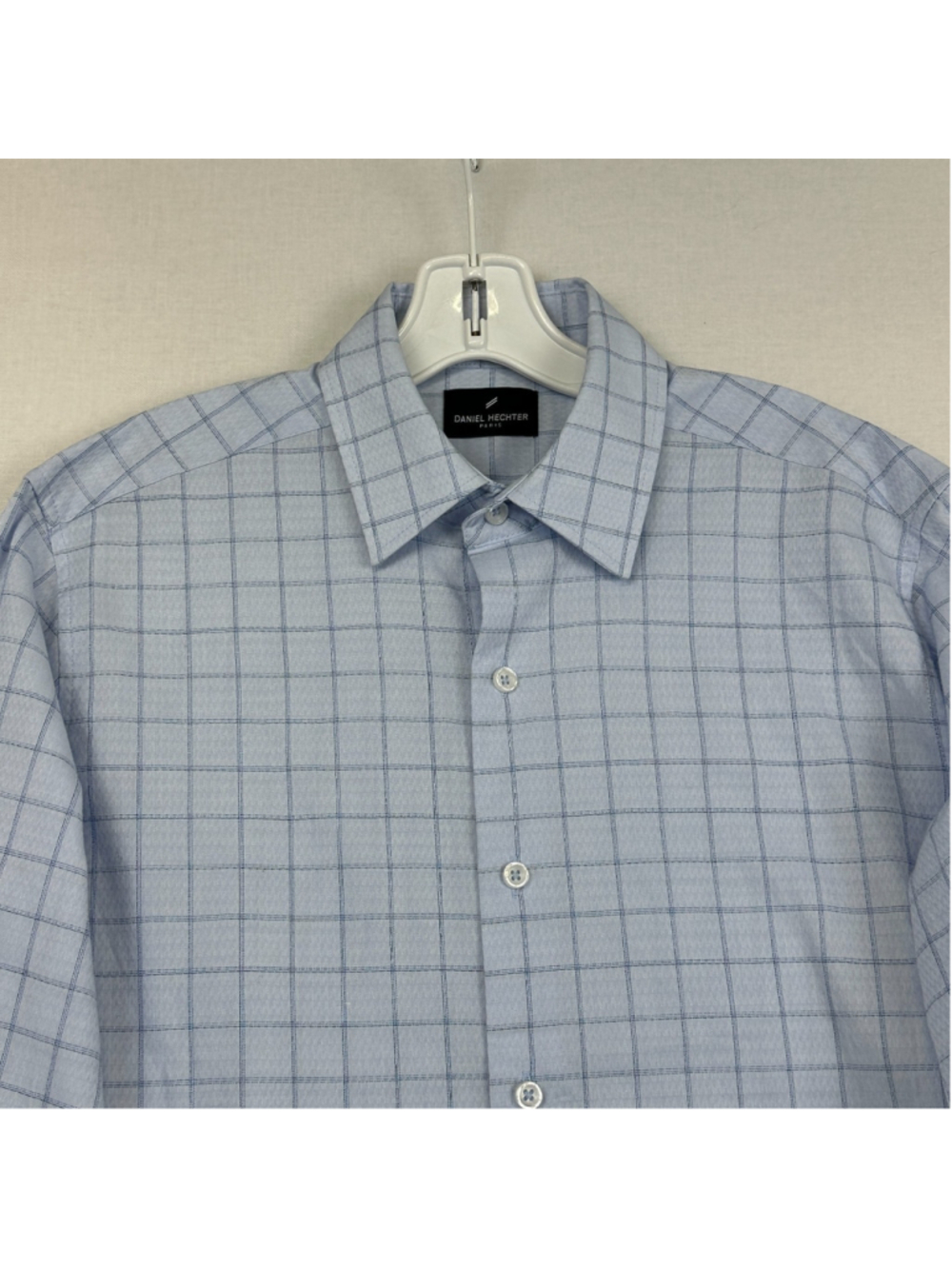 Daniel Hechter Paris Dress Shirt Blue Check Modern Fit Men's / S 14-14.5 - Picture 2 of 12